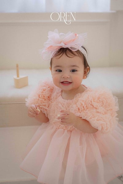 優雅公主繁盛玫瑰後綁帶包屁紗裙/洋裝(粉)4