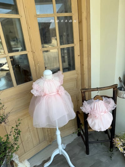 玫瑰綁帶緞紗包屁衣/洋裝9