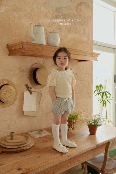 愛心刺繡蕾絲領澎袖上衣(2color)5