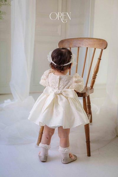 後綁帶花花壓紋包屁裙/洋裝10