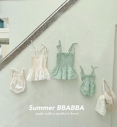 綁帶抓皺荷葉邊親子裝9