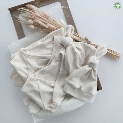 有機棉側開扣肚衣＋帽set9