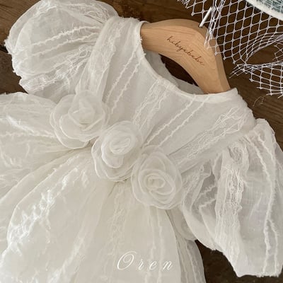 玫瑰綁帶壓紋包屁澎裙/洋裝10