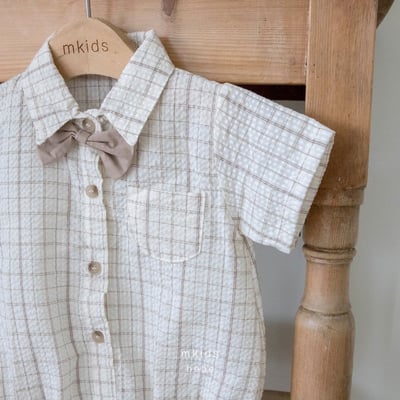 帥帥領結格紋包屁衣8