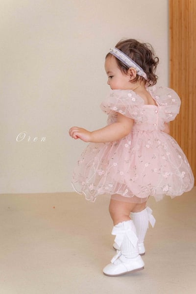 如詩如畫！刺繡玫瑰公主包屁紗裙/洋裝(2color)7