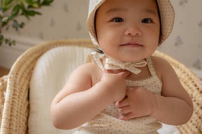 點點蝴蝶結背心包屁衣*現貨奶油12m6