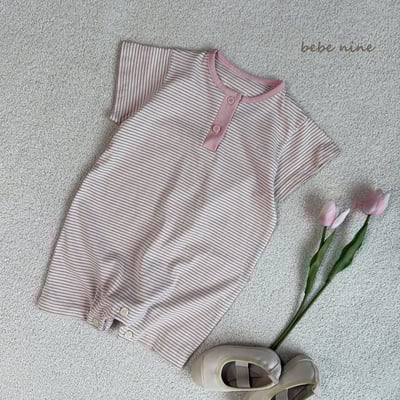 條紋連身衣爬服*現貨奶茶12m8