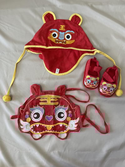 ✤手製刺繡虎衣三件組5