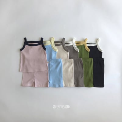 撞色背心+褲set(6color)2