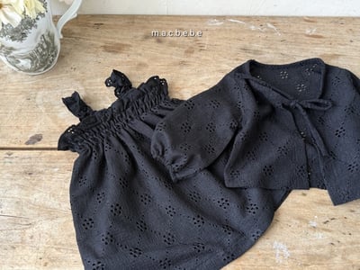 鏤空花花洋裝+罩衫set(2color)2