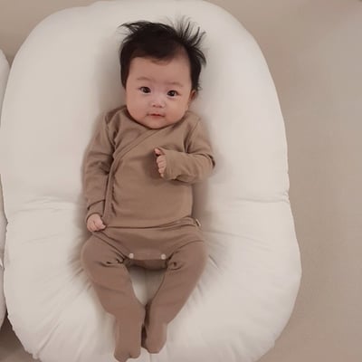 純色側開扣新生兒服set(2color)3