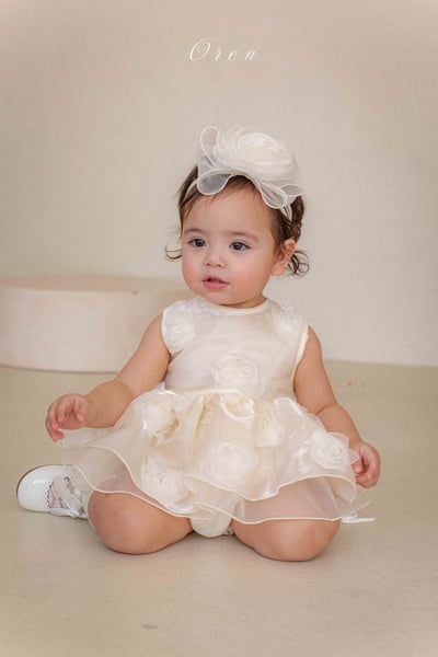 滿版立體玫瑰包屁紗裙/洋裝8