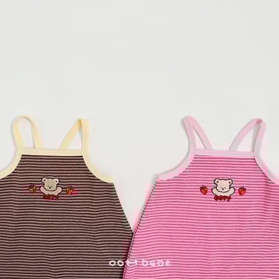 熊熊草莓背心條紋連身衣2