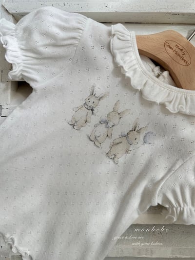 小刺繡兔兔氣球包屁衣set/上衣10