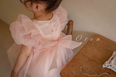 仙氣飄飄公主後綁帶包屁紗裙/洋裝(粉)14