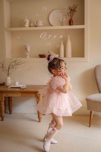 仙氣飄飄公主後綁帶包屁紗裙/洋裝(粉)7