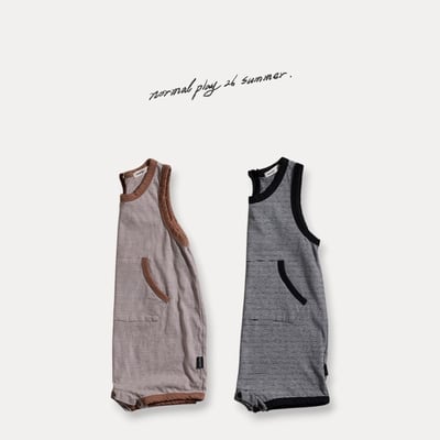 口袋條紋連身衣(2color)14