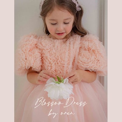 優雅公主繁盛玫瑰後綁帶包屁紗裙/洋裝(粉)21