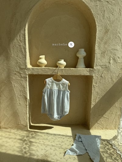 刺繡小雛菊蕾絲壓紋包屁衣+頭巾set5