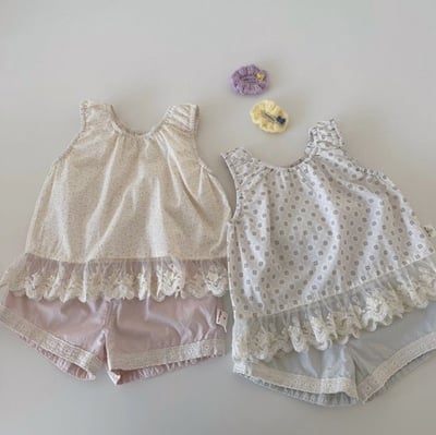 鑲邊蕾絲花花背心套裝8