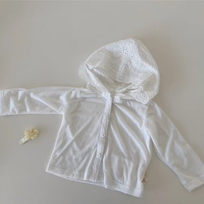 刺繡花花薄透連帽防曬罩衫6