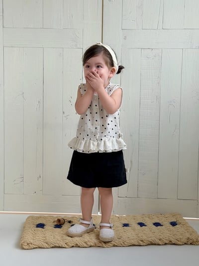 赫本點點排扣背心套裝4