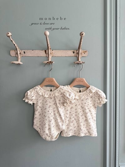 花花捲邊澎袖包屁衣/上衣10