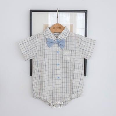 帥帥領結格紋包屁衣4