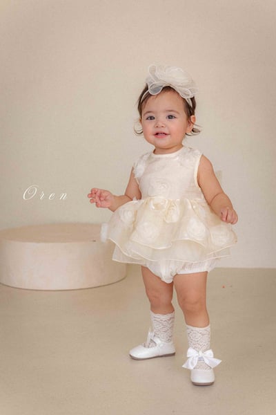 滿版立體玫瑰包屁紗裙/洋裝4