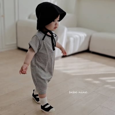 條紋連身衣爬服*現貨奶茶12m1