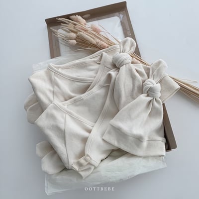 有機棉側開扣肚衣＋帽set6