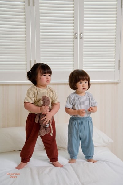 條紋上衣+縮口長褲套裝(3color)3