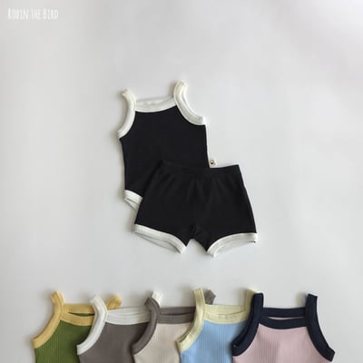 撞色背心包屁衣+褲set11