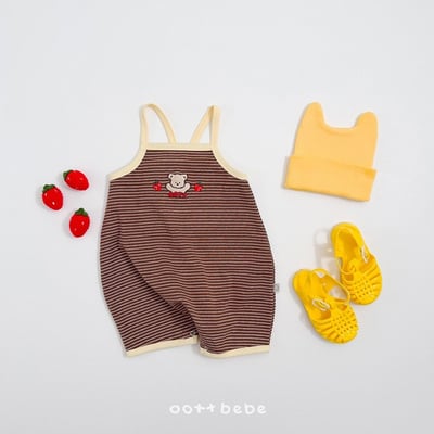 熊熊草莓背心條紋連身衣3