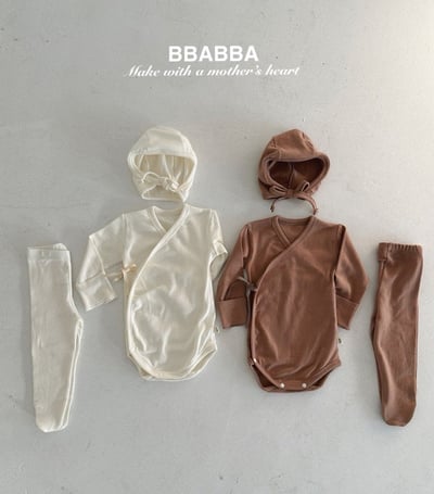 純色側開扣新生兒服set(2color)6