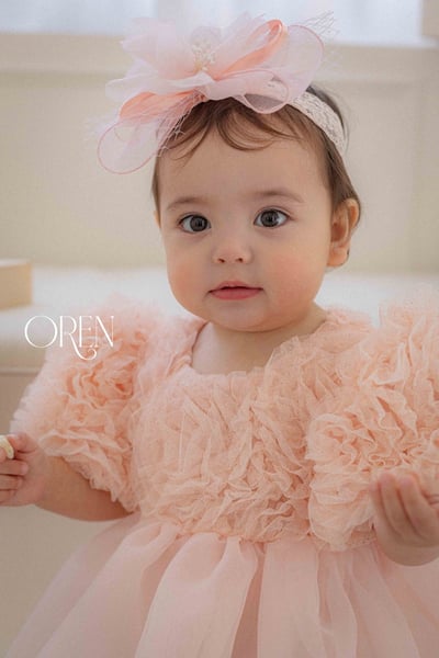 優雅公主繁盛玫瑰後綁帶包屁紗裙/洋裝(粉)8