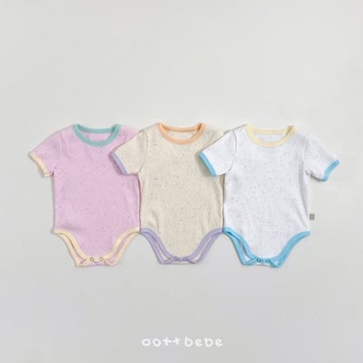 撞色彩點包屁衣1