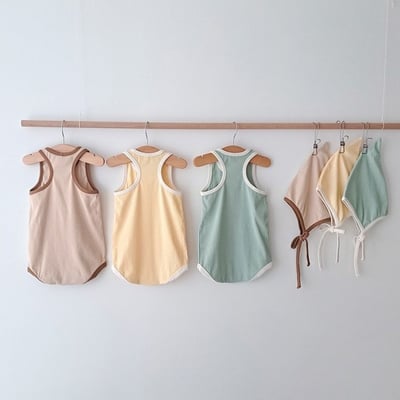 滾邊背心包屁衣＋精靈帽*現貨棕12m12