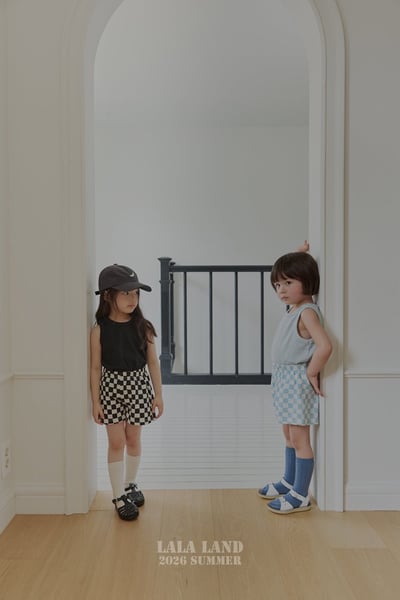 棋盤格紋布標口袋鬆緊褲(baby/kids)24