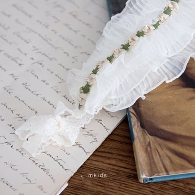 ribbon珍珠/ 花花髮帶6