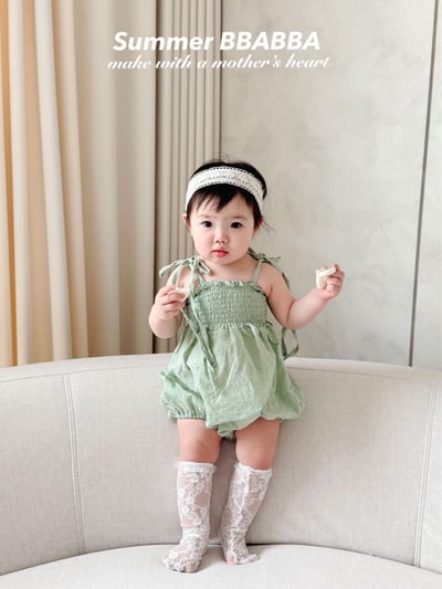 綁帶抓皺荷葉邊親子裝15