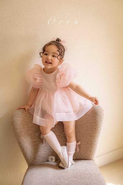 仙氣飄飄公主後綁帶包屁紗裙/洋裝(粉)1