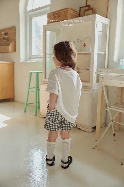 蕾絲愛心滾邊格紋短褲(2color)7