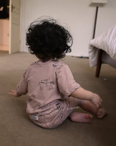 手繪小馬上衣/寬褲襠褲(2color)15