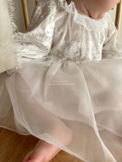 珍珠釦質感絨面拼接包屁紗裙5