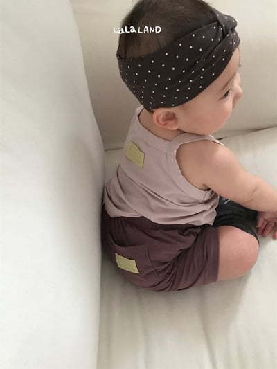 布標口袋6分鬆緊褲(2color/baby)6