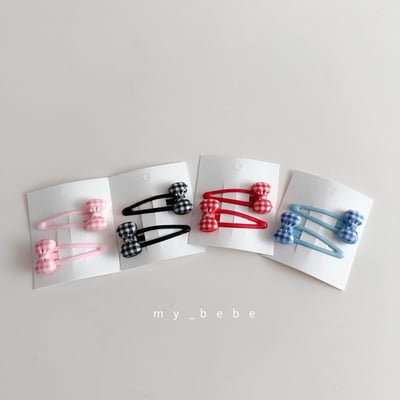 ribbon格紋髮夾2入/組12