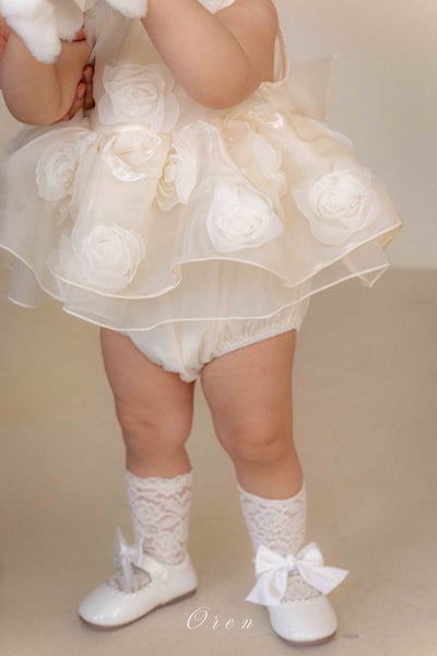 滿版立體玫瑰包屁紗裙/洋裝3