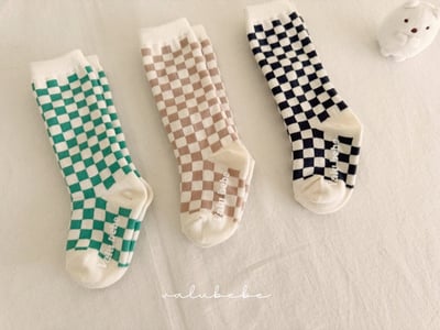 棋盤格紋寶寶襪set1