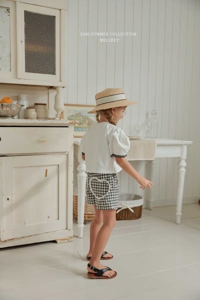 蕾絲愛心滾邊格紋短褲(2color)10